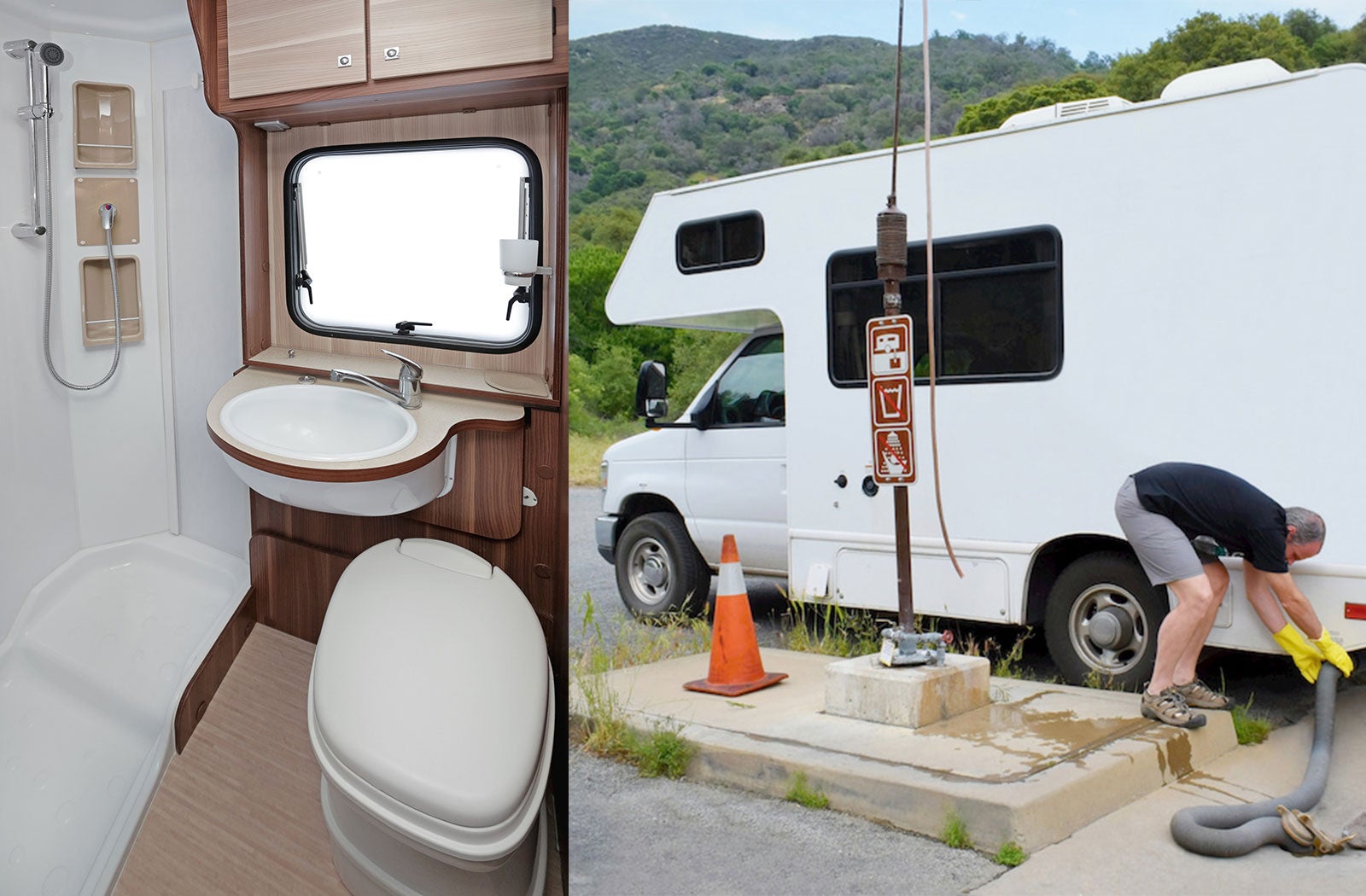 Portable RV/camper toilet and holding tank setup in Poughkeepsie, New York