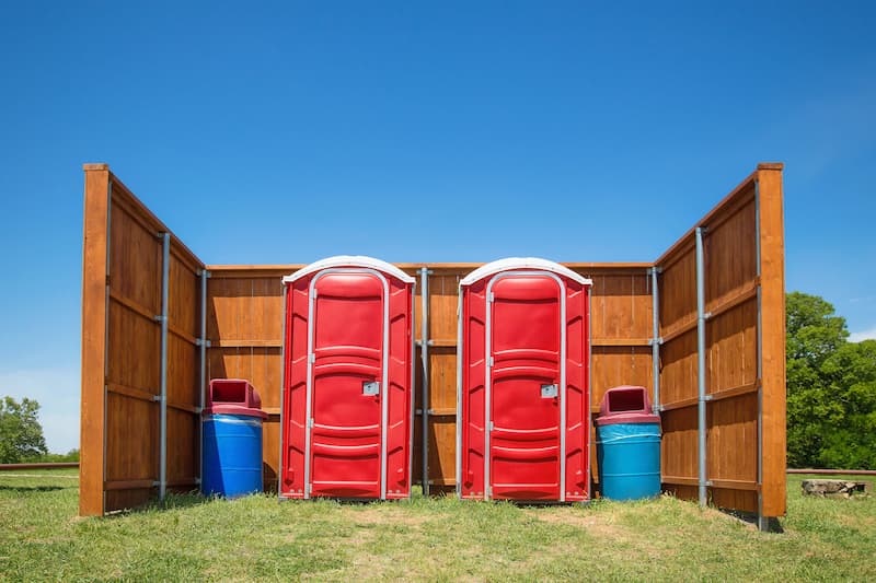 Short-term porta potty units staged for delivery in Poughkeepsie, New York