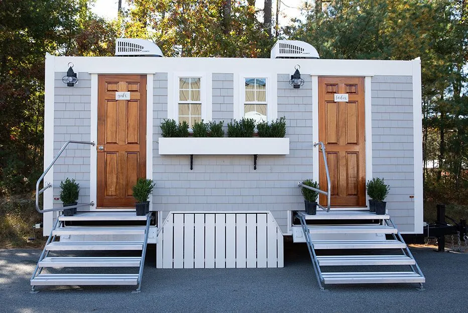 Wedding restroom units discretely staged at a venue in Poughkeepsie, New York